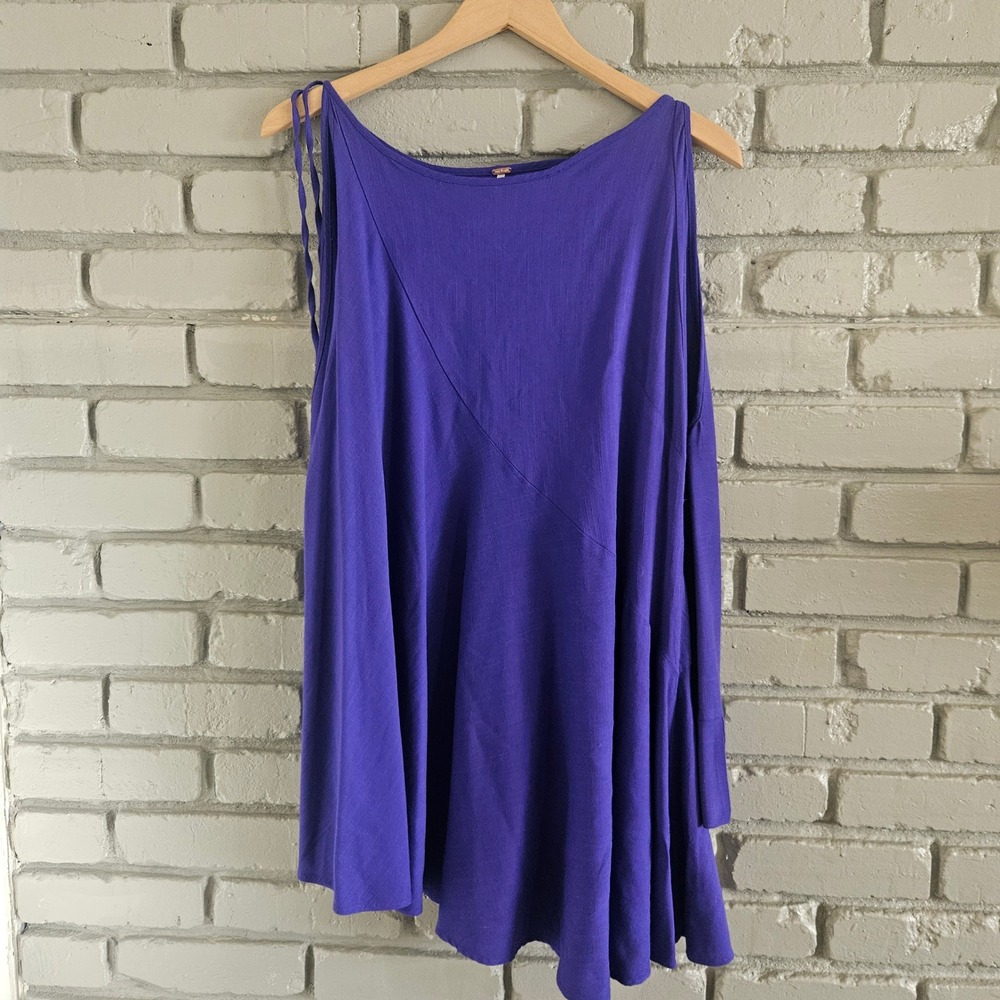 Free People Purple Cold‎ Shoulder Tunic Top Long Sleeve Asymmetrical Boho Small